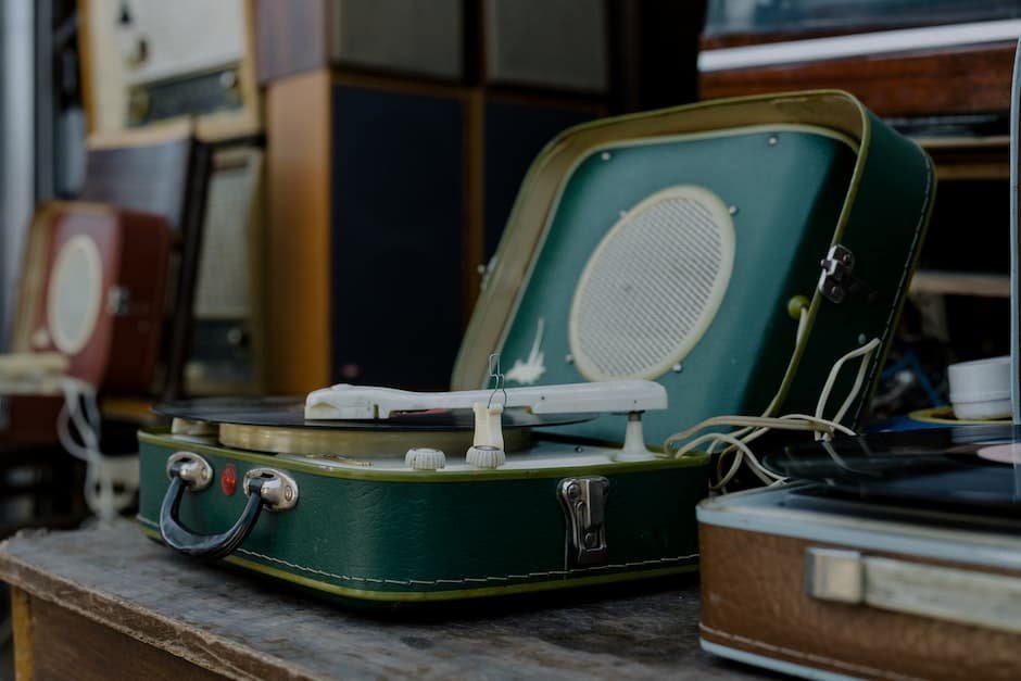 A Vintage Turntable in a Green Case