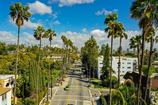 Aerial drone photo of Hollywood California USA